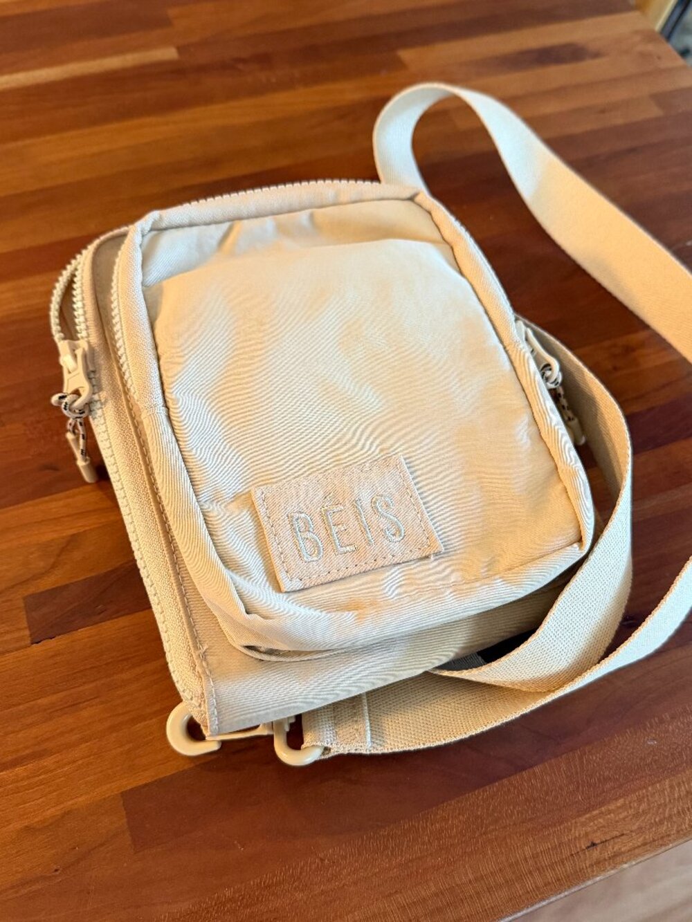 BEIS Sport Sling Bag Beige Crossbody Water Bottle Pouch